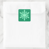 Ikat Snowflake - Pine- en muntgroen Vierkante Sticker (Tas)