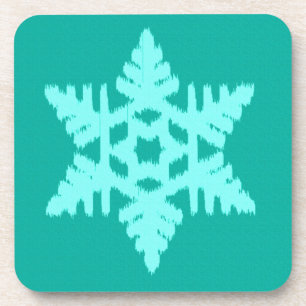 Ikat Snowflake - Turquoise en aqua Drankjes Onderzetter