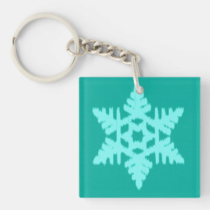 Ikat Snowflake - Turquoise en aqua Sleutelhanger