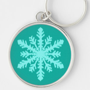 Ikat Snowflake - Turquoise en aqua Sleutelhanger