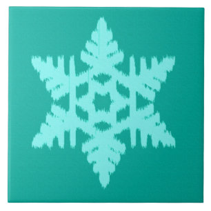 Ikat Snowflake - Turquoise en aqua Tegeltje