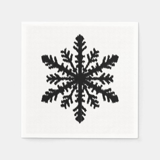 Ikat Snowflake - wit en zwart Servetten (Voorkant)