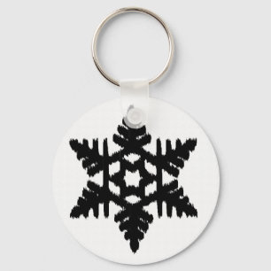Ikat Snowflake - wit en zwart Sleutelhanger