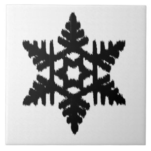 Ikat Snowflake - wit en zwart Tegeltje