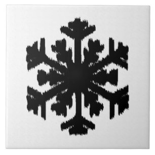 Ikat Snowflake - wit en zwart Tegeltje