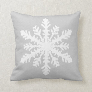 Ikat Snowflake - Zilver grijs en wit Kussen