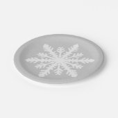 Ikat Snowflake - Zilver grijs en wit Papieren Bordje (Gekanteld)