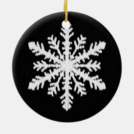 Ikat Snowflake - zwart-wit Keramisch Ornament (Achterkant)