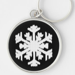 Ikat Snowflake - zwart-wit Sleutelhanger