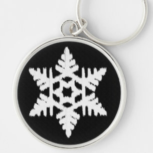 Ikat Snowflake - zwart-wit Sleutelhanger