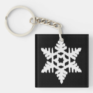 Ikat Snowflake - zwart-wit Sleutelhanger