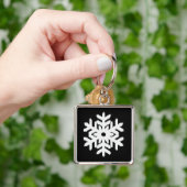 Ikat Snowflake - zwart-wit Sleutelhanger (Hand)