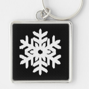 Ikat Snowflake - zwart-wit Sleutelhanger