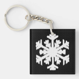 Ikat Snowflake - zwart-wit Sleutelhanger