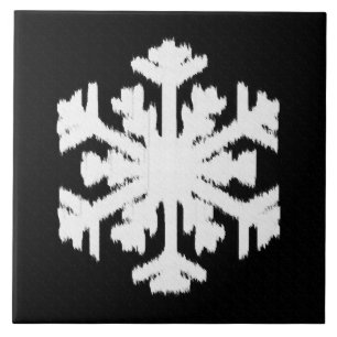 Ikat Snowflake - zwart-wit Tegeltje