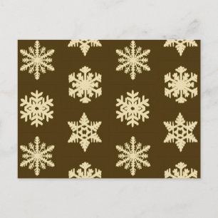 Ikat Snowflakes - Beige en Chocolade Brown Briefkaart