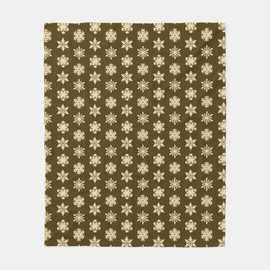 Ikat Snowflakes - Beige en Chocolade Brown Fleece Deken (Voorkant)