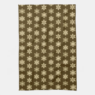 Ikat Snowflakes - Beige en Chocolade Brown Theedoek