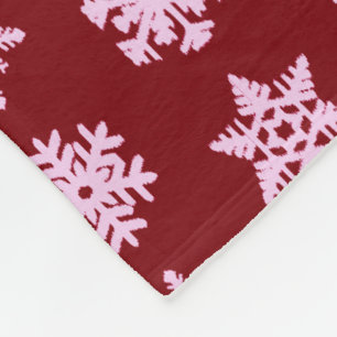Ikat Snowflakes - Bourgogne en roze Fleece Deken