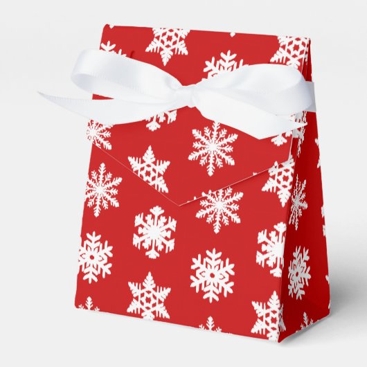 Ikat Snowflakes - Donkerrood en wit Bedankdoosjes (Voorkant Zijde)