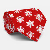 Ikat Snowflakes - Donkerrood en wit Stropdas (Opgerold)