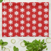 Ikat Snowflakes - Donkerrood en wit Theedoek (Gevouwen)