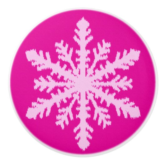 Ikat Snowflakes - Fuchsia en ijsroze Keramische Knop (Voorkant)