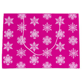 Ikat Snowflakes - Fuchsia en ijsroze Large Cadeauzakje