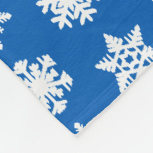 Ikat Snowflakes - Kobaltblauw en wit Fleece Deken