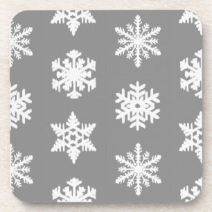 Ikat Snowflakes - Koolsteengrijs en wit Drankjes Onderzetter