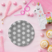 Ikat Snowflakes - Koolsteengrijs en wit Papieren Bordje (Feest)