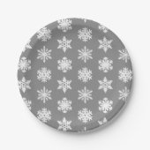 Ikat Snowflakes - Koolsteengrijs en wit Papieren Bordje (Voorkant)