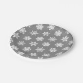 Ikat Snowflakes - Koolsteengrijs en wit Papieren Bordje (Gekanteld)