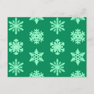 Ikat Snowflakes - Pine- en muntgroen Briefkaart