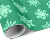 Ikat Snowflakes - Pine- en muntgroen Cadeaupapier (Rol Hoek)