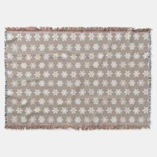 Ikat Snowflakes - Taupe tan en wit Deken