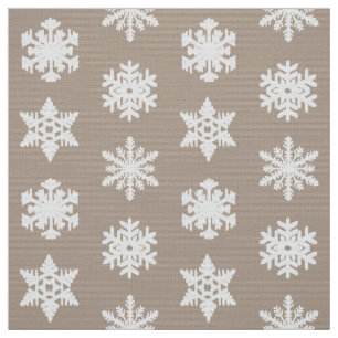 Ikat Snowflakes - Taupe tan en wit Stof