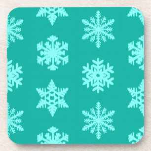 Ikat Snowflakes - Turquoise en aqua Bier Onderzetter