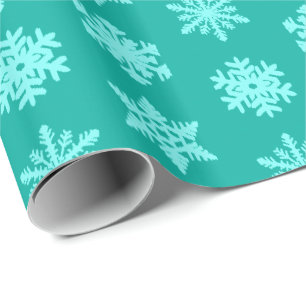 Ikat Snowflakes - Turquoise en aqua Cadeaupapier