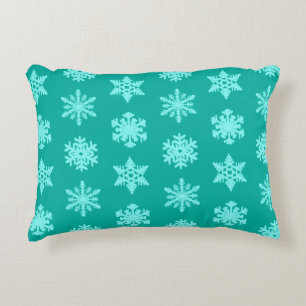 Ikat Snowflakes - Turquoise en aqua Decoratief Kussen
