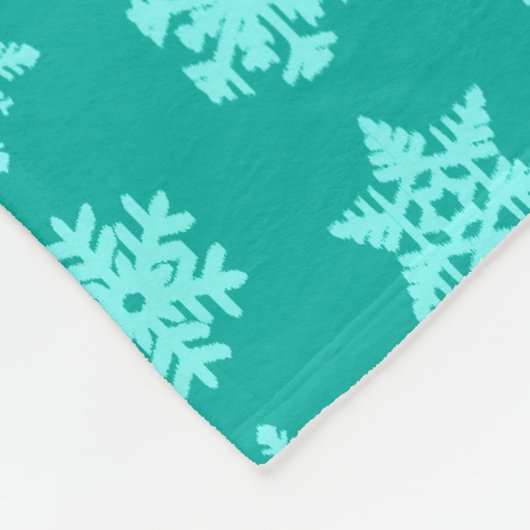 Ikat Snowflakes - Turquoise en aqua Fleece Deken (Hoek)