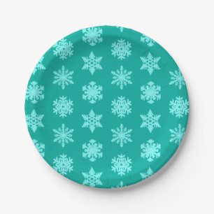 Ikat Snowflakes - Turquoise en aqua Papieren Bordje