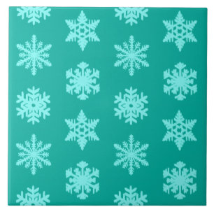 Ikat Snowflakes - Turquoise en aqua Tegeltje
