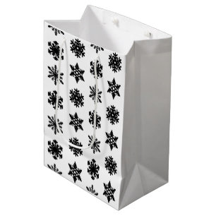 Ikat Snowflakes - wit en zwart Medium Cadeauzakje