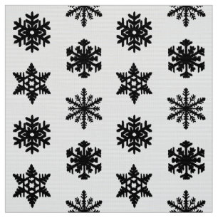 Ikat Snowflakes - wit en zwart Stof