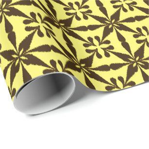 Ikat Star Pattern - Bruin en Geel Cadeaupapier