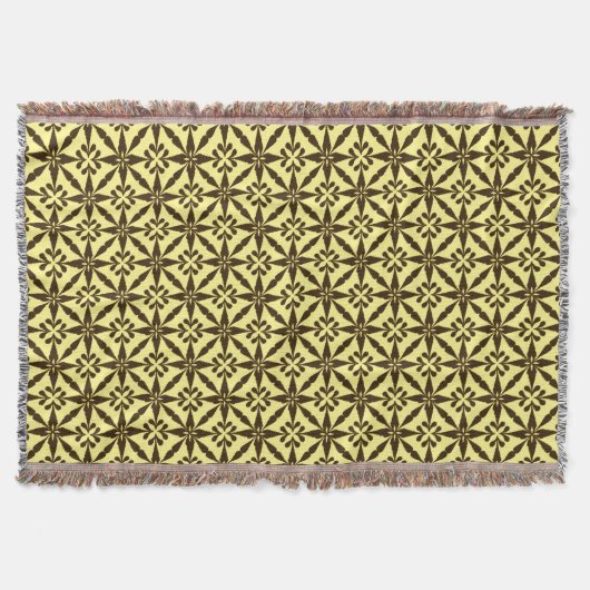 Ikat Star Pattern - Bruin en Geel Deken (Voorkant)
