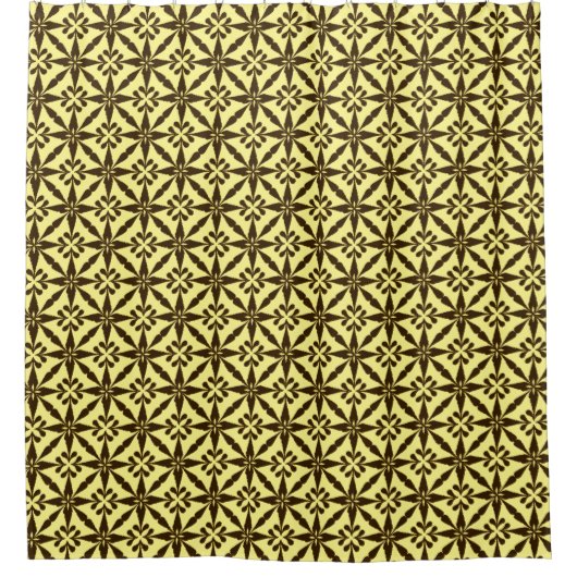 Ikat Star Pattern - Bruin en Geel Douchegordijn (Voorkant)