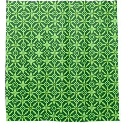 Ikat Star Pattern - Donkergroen Douchegordijn (Voorkant)