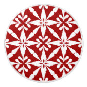 Ikat Star Pattern - Donkerrood en wit Keramische Knop (Voorkant)